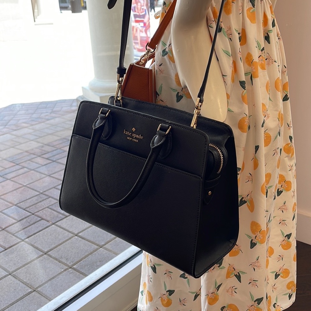 Kate Spade Madison Safiano Leather Medium Satchel Handbag 
COLOR: Black 
NWT - Picture 4 of 16